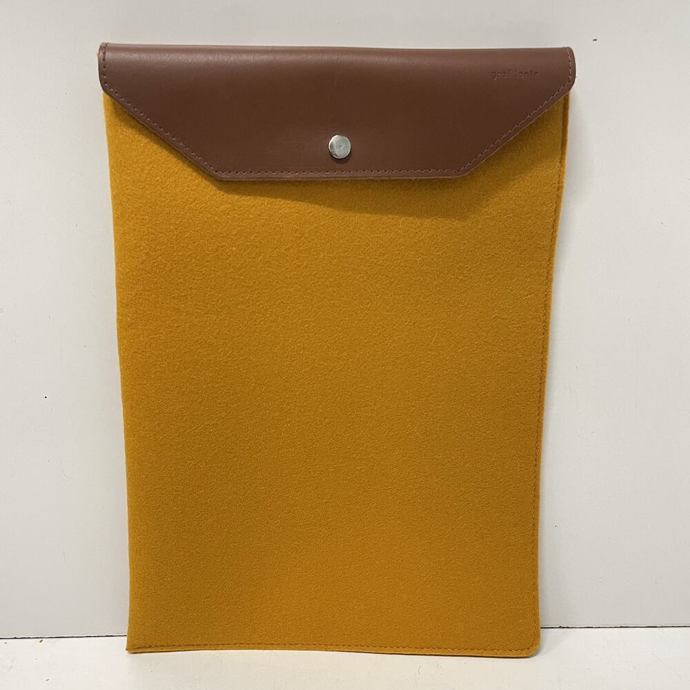 Graf Lantz Merino Wool Leather Flap Snap 16" Laptop Computer Sleeve